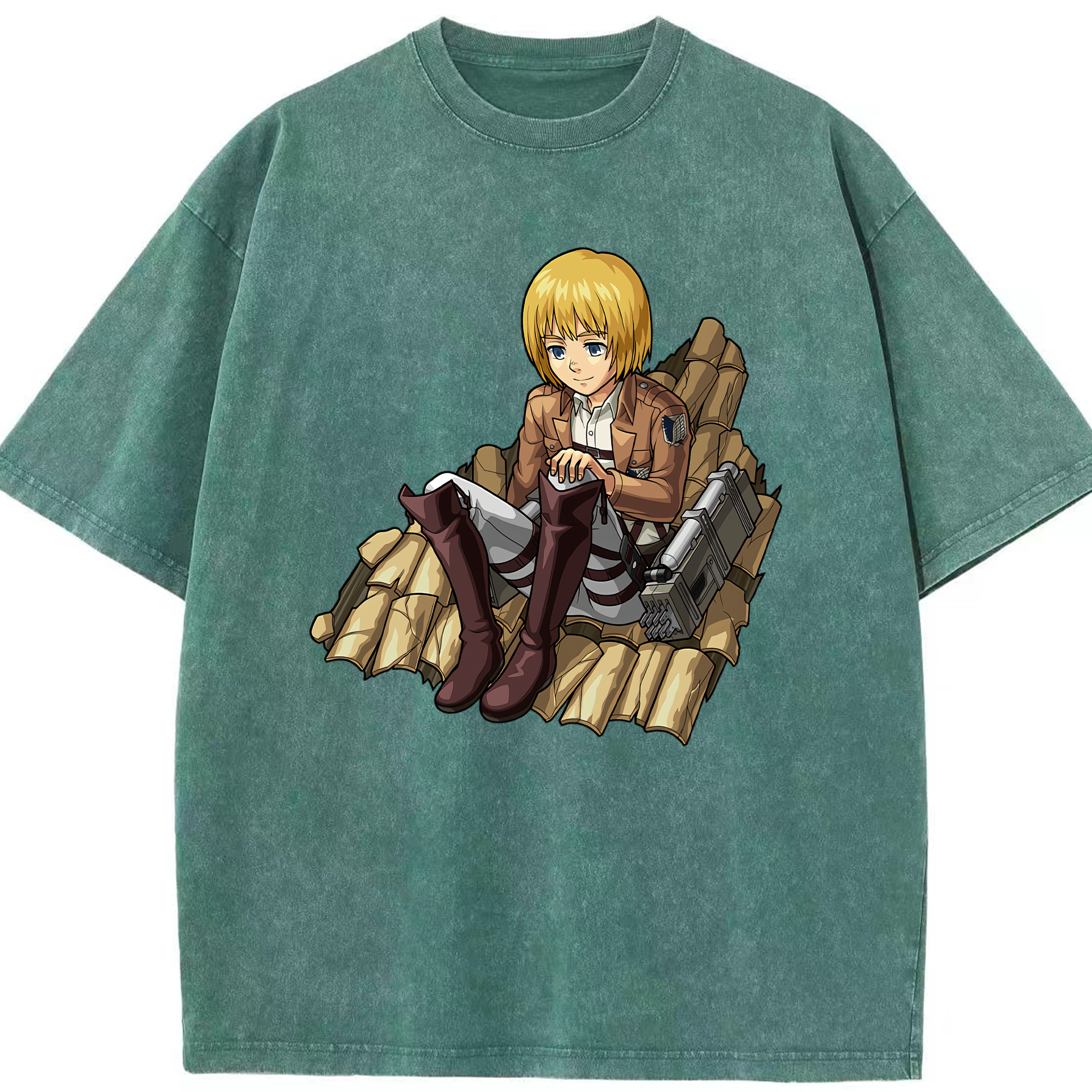 （画像用） 進撃の巨人 アルミン·アルレルト Attack on Titan Armin Arlert 綿100% ヴィンテージ風 半袖Tシャツ（フロントプリント）